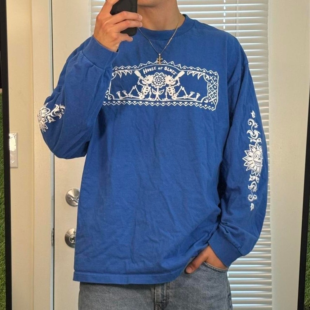 House of Blues blue long sleeve shirt XXL